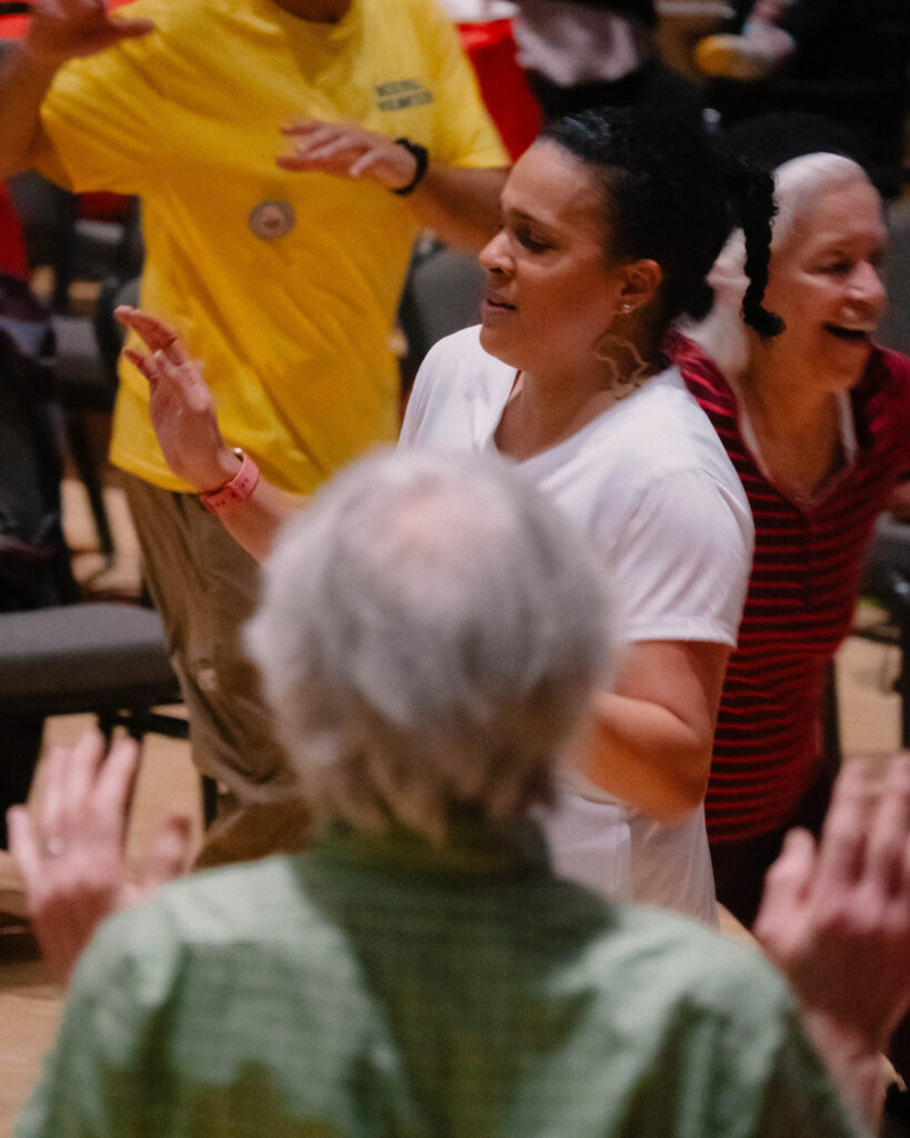 Photograph of dancers on the dancefloor during the 2025 Maple Sugar Festival. A community francophone festival in Nanaimo.