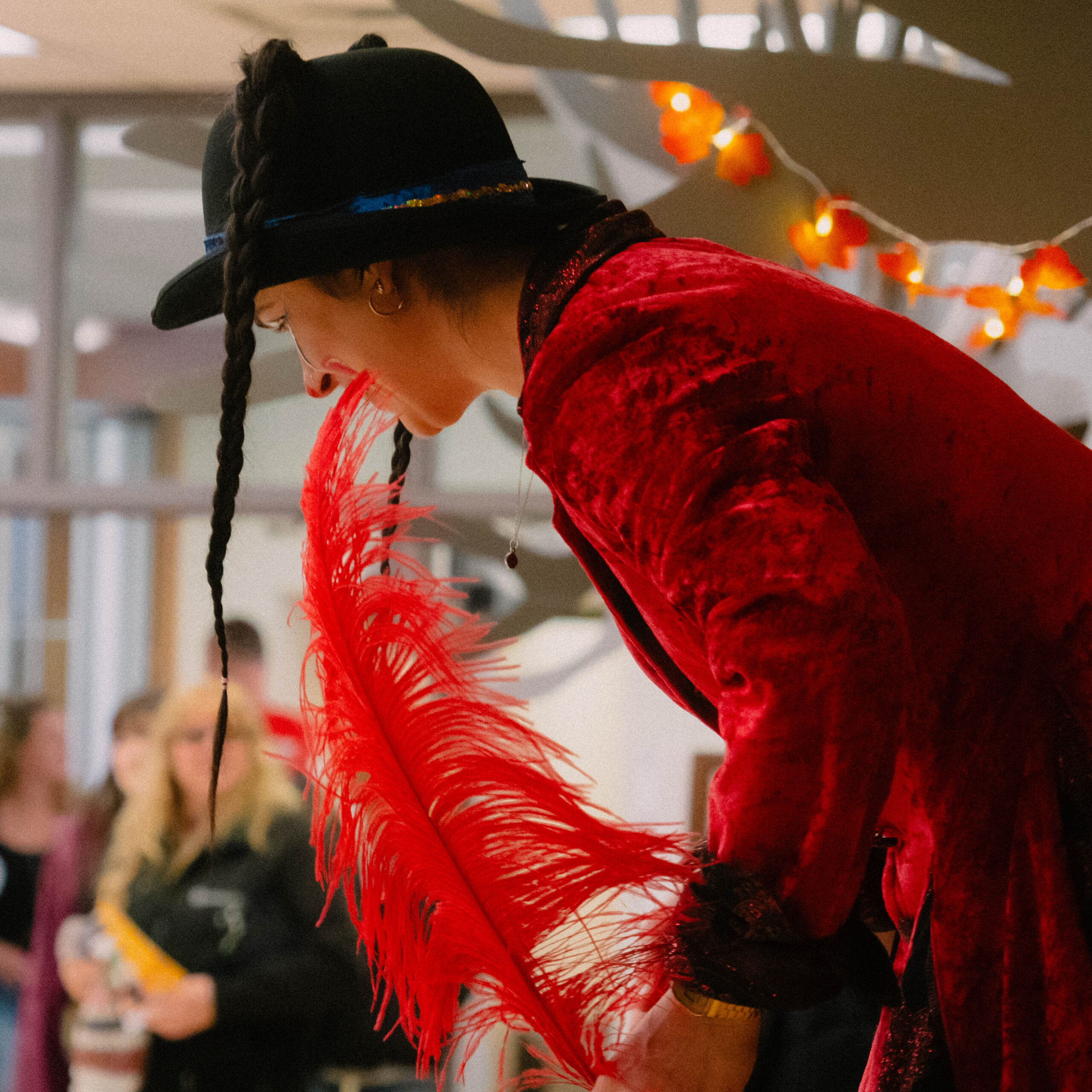 Circus artist strolling, part of the Maple Sugar Festival artist lineup.